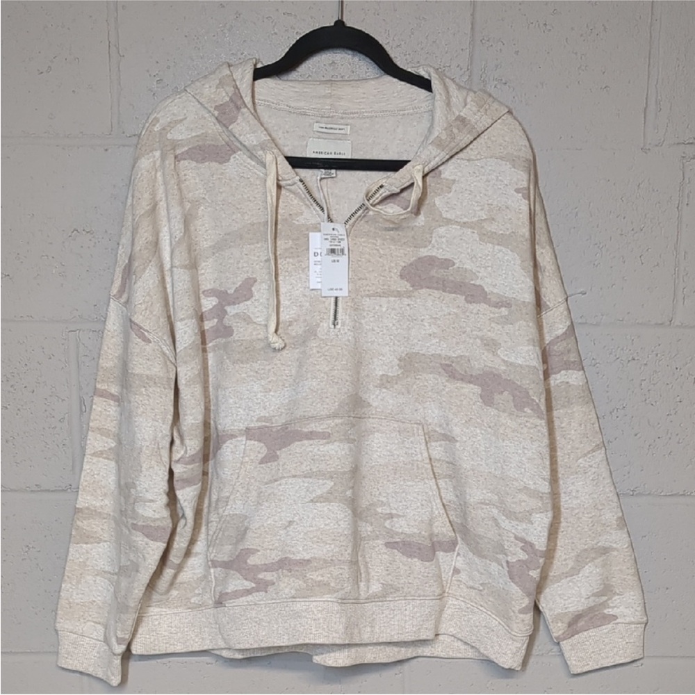 American Eagle Outfitters Ahh-Mazingly Soft Cream Camo Hoodie Sweatshirt Med NWT